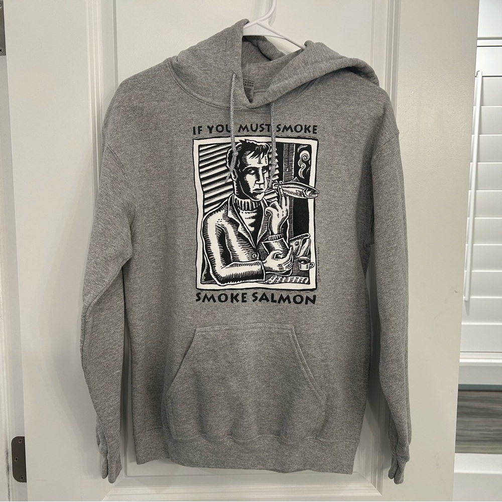 Y2K Genuine Ray Troll ‘If You Must Smoke, Smoke Salmon’ Hoodie
